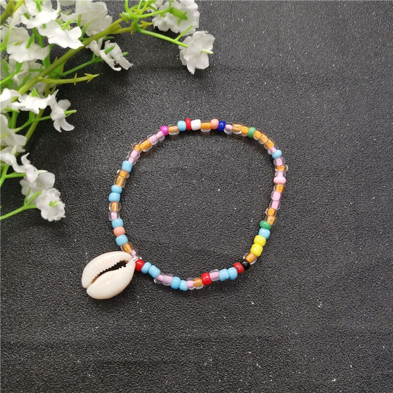 JCYMONG Elastic Line Choker Necklace For Women Colorful 4mm Beads Necklace 2021 Bohemian Natural Shell Pendant Necklace