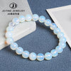 JD Women  Smooth White Opal Moon Stone Bracelet Stretch Cord Elastic Colorful Cat Eyes Stone Expandable Rope Jewelry
