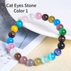 JD Women  Smooth White Opal Moon Stone Bracelet Stretch Cord Elastic Colorful Cat Eyes Stone Expandable Rope Jewelry