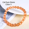 JD Women  Smooth White Opal Moon Stone Bracelet Stretch Cord Elastic Colorful Cat Eyes Stone Expandable Rope Jewelry