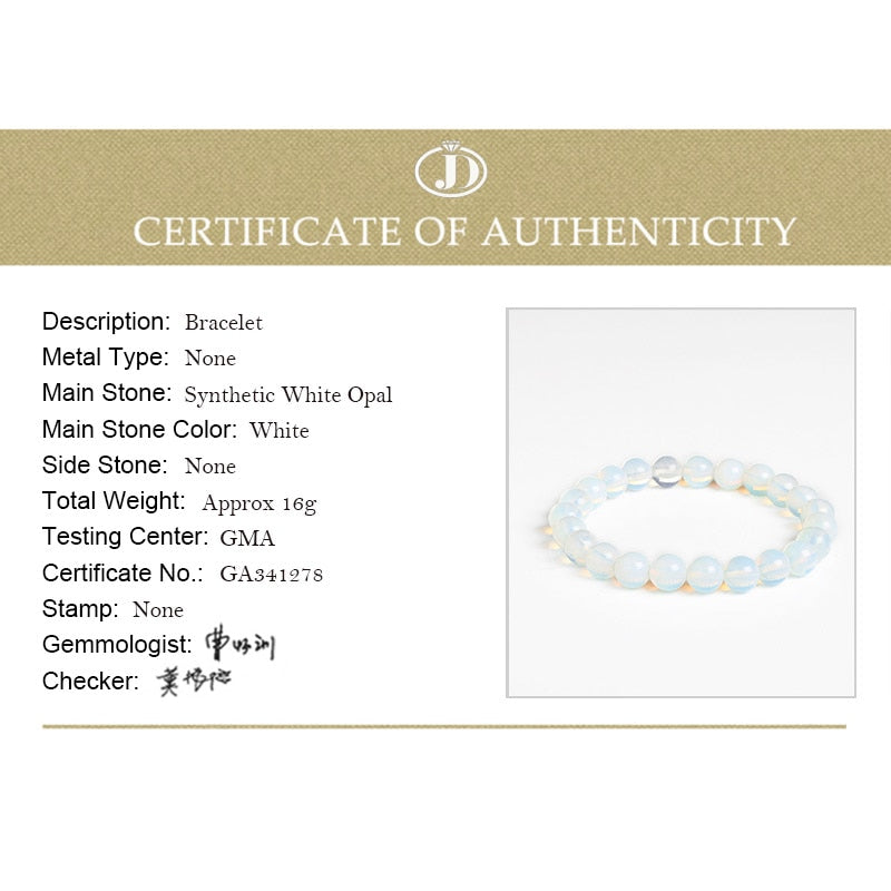JD Women  Smooth White Opal Moon Stone Bracelet Stretch Cord Elastic Colorful Cat Eyes Stone Expandable Rope Jewelry