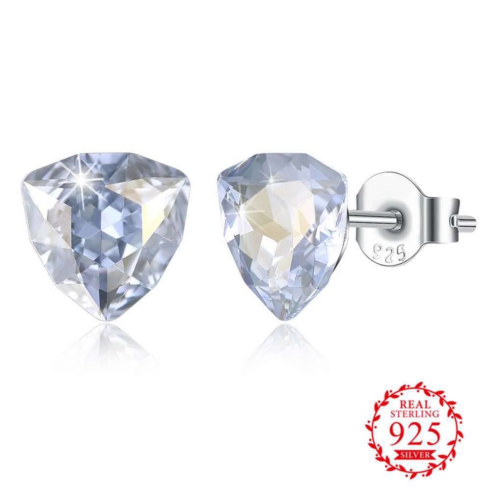 7 Colors New Arrival High Quality Cubic Zirconia Crystal Earrings Stud Solid 925 Sterling Silver For Women Ladies Bijoux