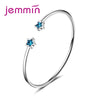 Big Promotion Clear Austrian Crystals Student Style Trendy Blue Stars Opening Bangles 925 Sterling Silver Valentine's Gif
