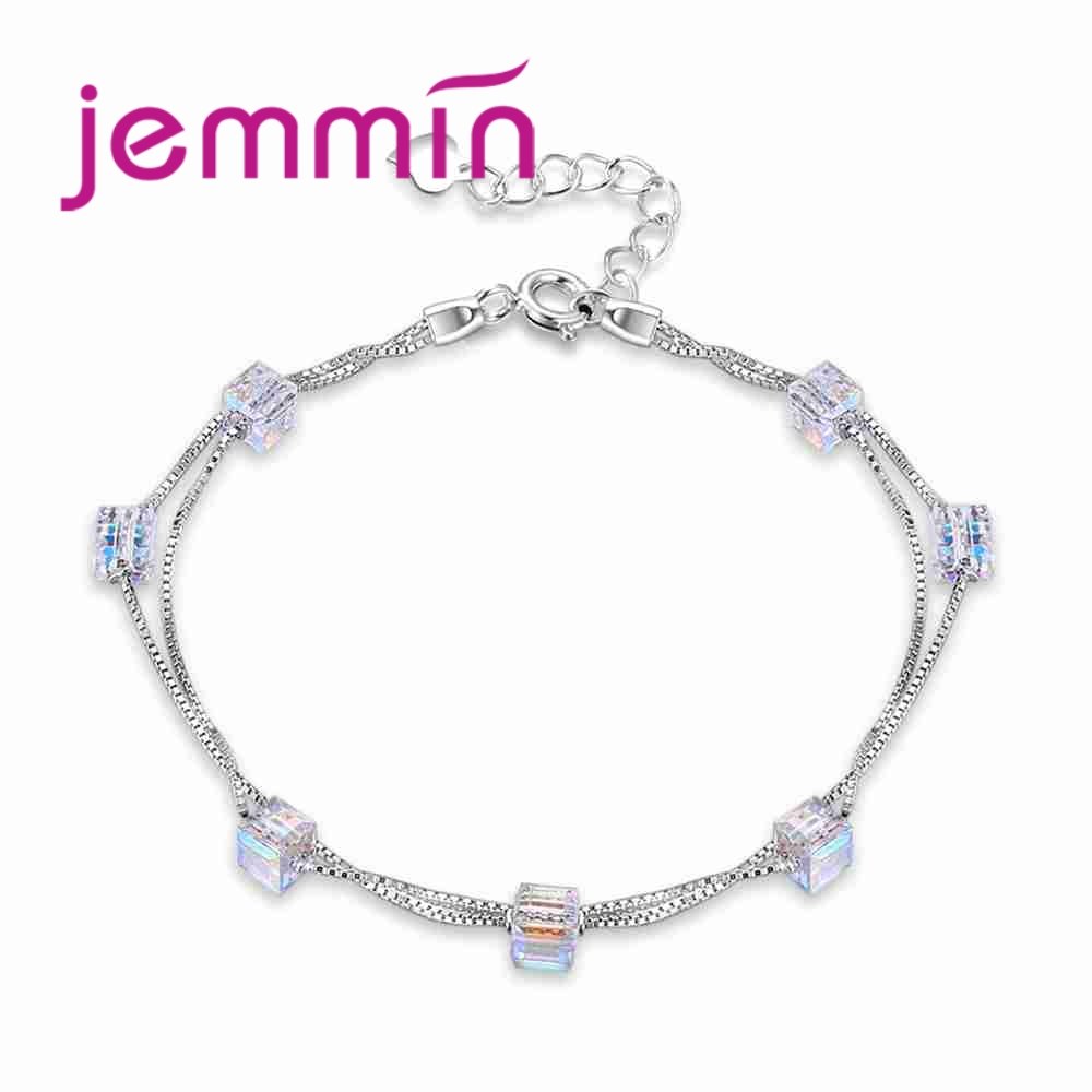 Classic Chain Geometric Pattern Bracelet for Women's Birthd Gift Anniversary Jewelry 925 Sterling Silver and CZ