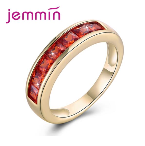 Hot Sale Fashion Glittering 925 Sterling Silver Multiple Colors Cubic Zirconia Ring For Women Girl Anniversary Gift