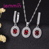 Luxury Romantic Jewelry Sets Necklace Earring 925 Sterling Silver Fire Red CZ Women Wedding Engagement Appointment Party