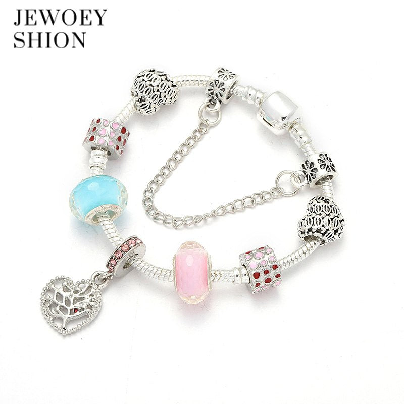Elegant Jewelry Gift Fashion Glamour Hot Rose Gold Flower Pendant Bracelet Pandora charm bracelet for women