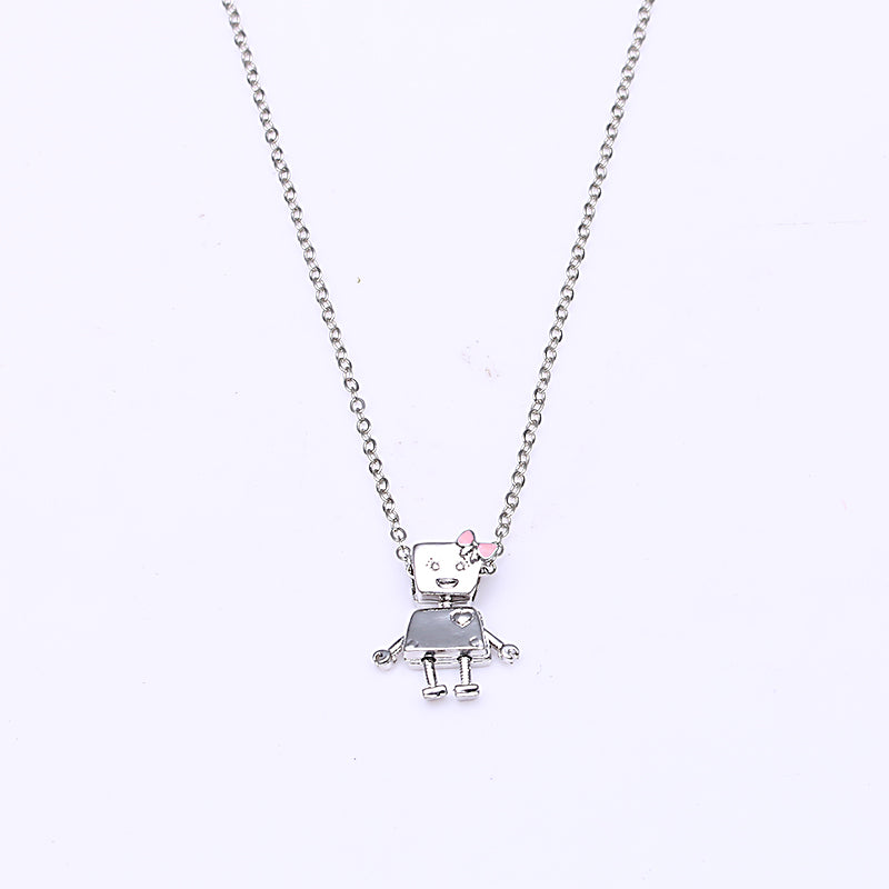 New Arrival Luxury Silver Plated Little Bella Robot Pendant Fine Pandora Necklace for Women Fashion Jewelry Gift