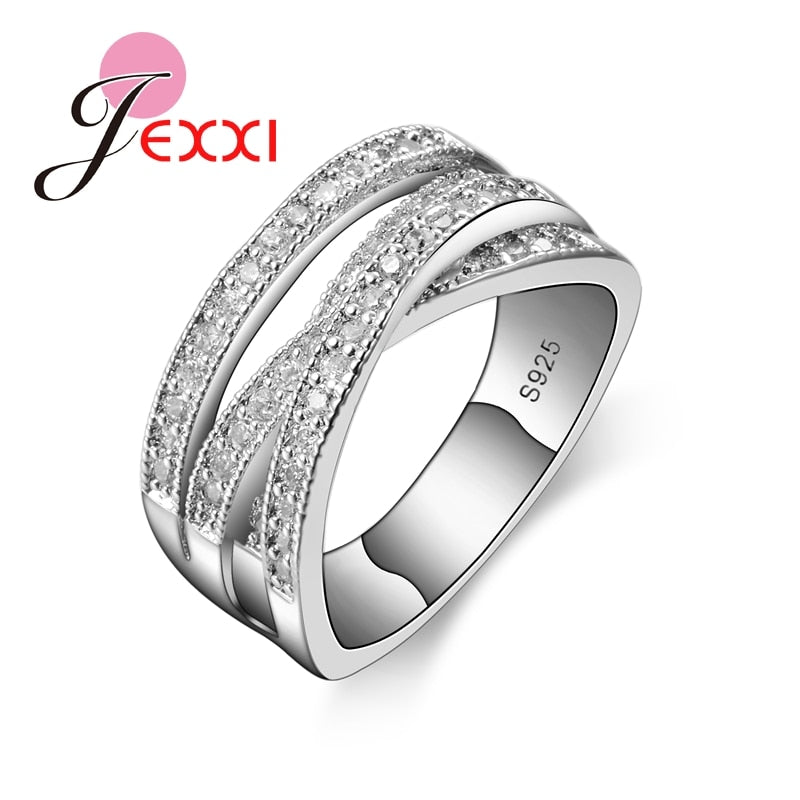 2020 Brand Fashion 925 Sterling Silver Jewelry Cubic Zircon Crystal Engagement Wedding Rings For Women Anillo Bijoux