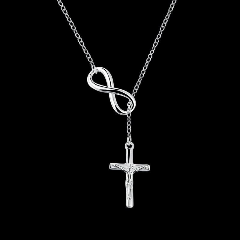 2020 New Women Chain Female Long Necklace Pendant 925 Silver Cross Pendant Simple Jewelry Accessories