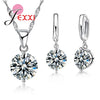 8 Colors 925 Sterling Silver Pendant Earrings Necklace Set Women Wholesale Shinning CZ Crystal African Jewelry Sets