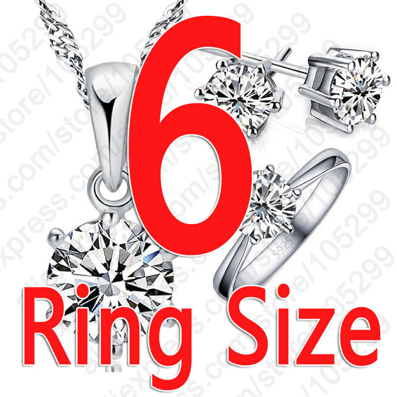 925 Sterling Silver Bridal Jewelry Sets For Women Accessory Cubic Zircon Crystal Necklace Rings Stud Earrings Set Gift