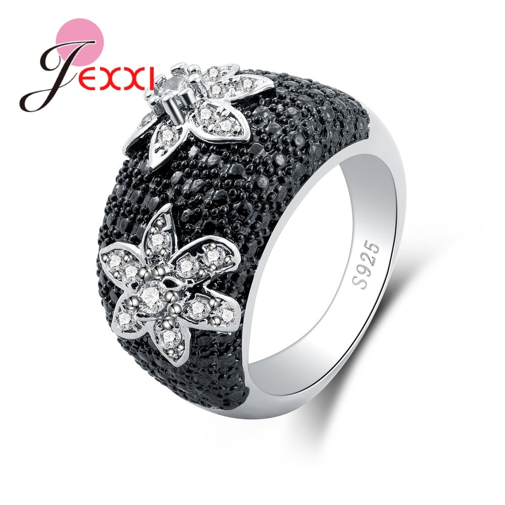 925 Sterling Silver Party Rings for Women Unisex New Design Lovely Flowers Shaped Christmas Gift Jewelry Ring Accessories