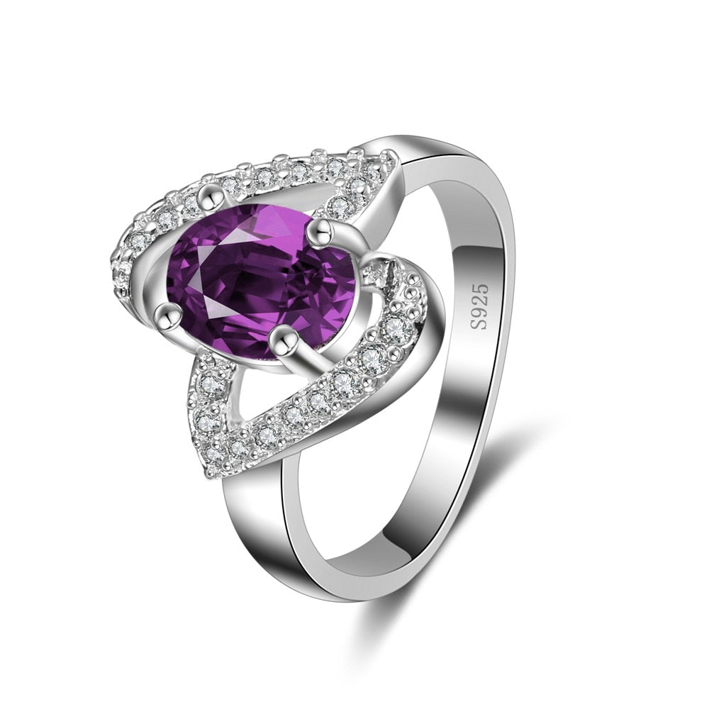 Elegant Cross Two Heart Pretty Design 925 Sterling Silver Wedding Rings For Females Wholesale Price Fashion Jewelry