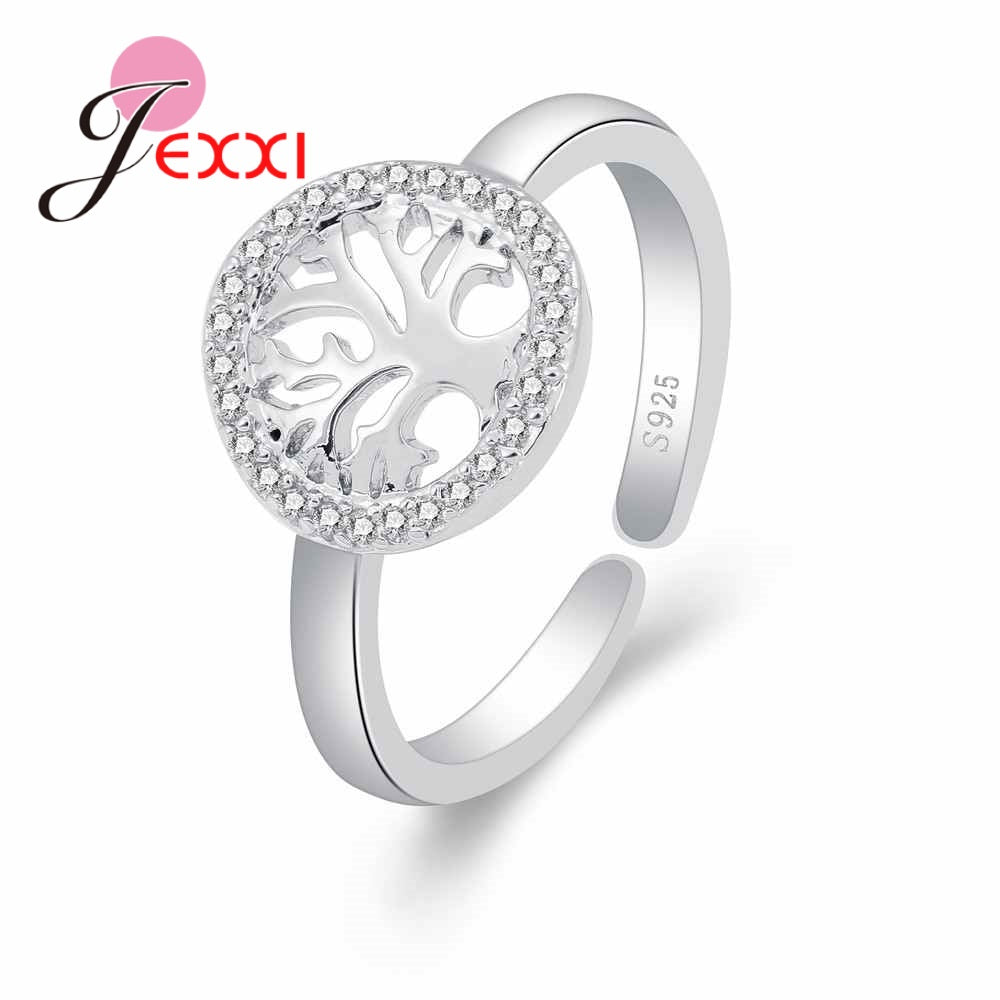 Fast Shipping Large Plant Shape Pattern Crystal Opening Ring for Girl Party Ceremony Accessories 925 Silver Cubic zirconia