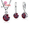 New 2020 Crystal Necklaces Set 8 Colors 925 Sterling Silver Pendants Stud Earring Sets Women Cubic Zircon Jewelry
