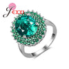 Valentine's D Gift 925 Sterling Silver Wedding Rings For Women Large Green Zirconia Ringen Jewelry Christmas Party