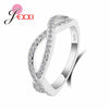 Wholesale Price 2020 Spiral Cross Design Women Female 925 Sterling Silver Ring Jewelry Double Lines Clearly Zircons