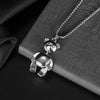 JIALY European Punk Little Bear Charm Pendant Stainless Steel Necklace Chain For Girl Boy Unisex Jewelry