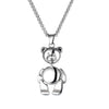 JIALY European Punk Little Bear Charm Pendant Stainless Steel Necklace Chain For Girl Boy Unisex Jewelry