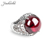 JIASHUNTAI Retro 100% 925 Sterling Silver Rings For Women Round Natural Precious Stones Vintage Thai Silver Ring Jewelry Gifts