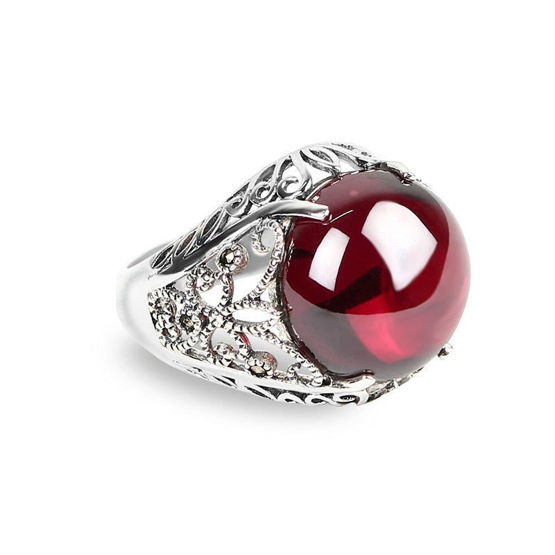 JIASHUNTAI Retro 100% 925 Sterling Silver Rings For Women Round Natural Precious Stones Vintage Thai Silver Ring Jewelry Gifts