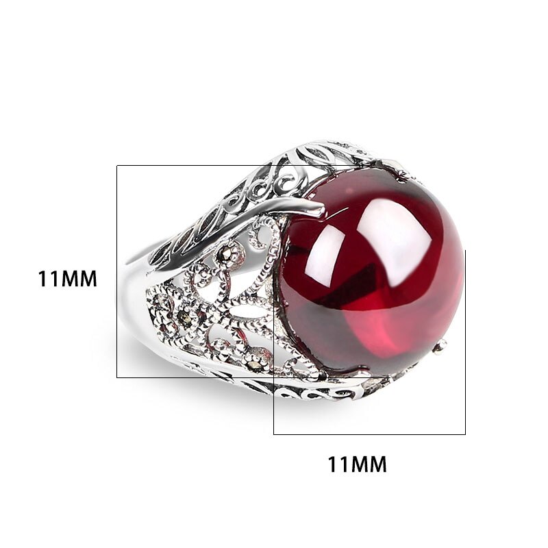 JIASHUNTAI Retro 100% 925 Sterling Silver Rings For Women Round Natural Precious Stones Vintage Thai Silver Ring Jewelry Gifts