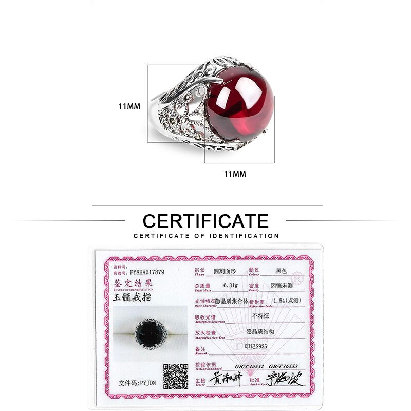 JIASHUNTAI Retro 100% 925 Sterling Silver Rings For Women Round Natural Precious Stones Vintage Thai Silver Ring Jewelry Gifts