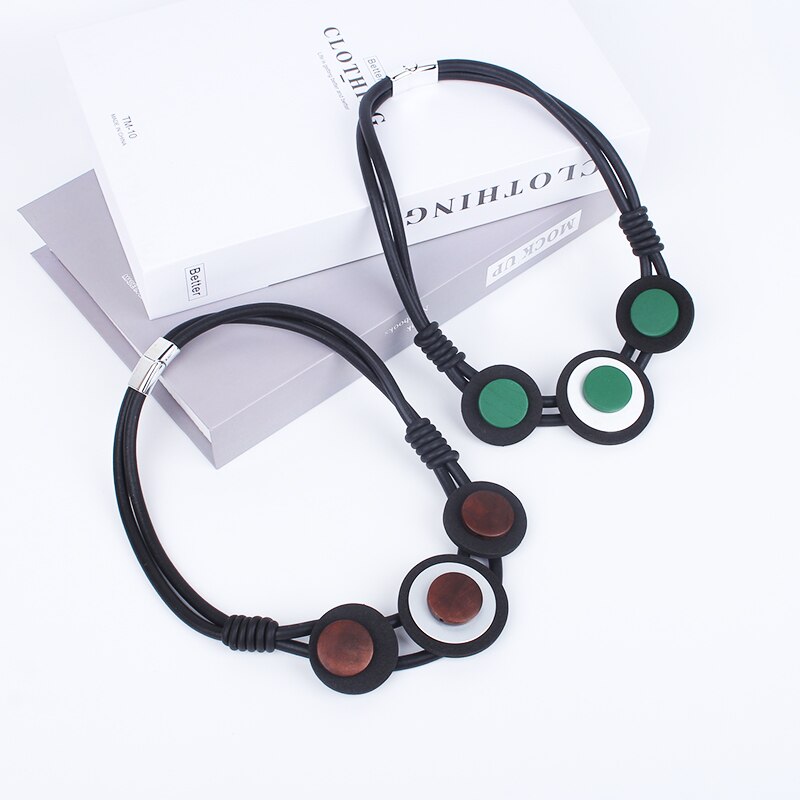 JID Retro Handmade Women Jewellery Goth Wooden Beads Pendant Ladies Choker Necklace Creative Clothes Decor 2021 Jewelry