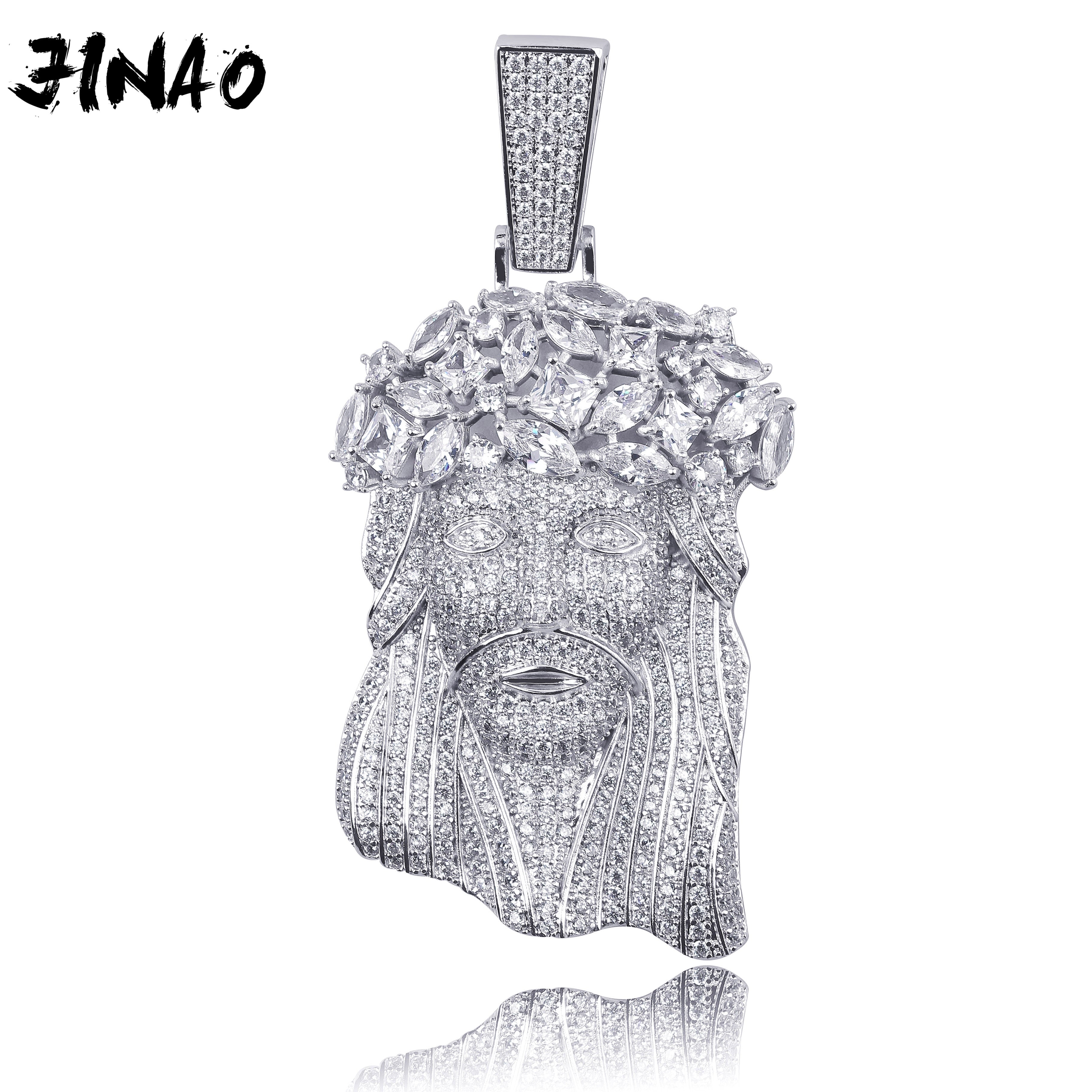 JINAO Big Jesus Necklace & Pendant With Tennis Chain gold Color Iced Out Cubic Zircon Men's Hip Hop Jewelry Gift