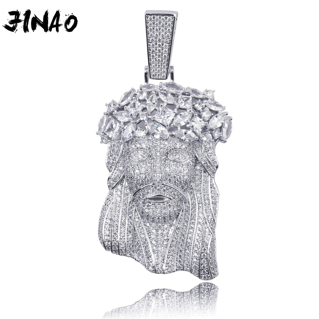 JINAO Big Jesus Necklace & Pendant With Tennis Chain gold Color Iced Out Cubic Zircon Men's Hip Hop Jewelry Gift