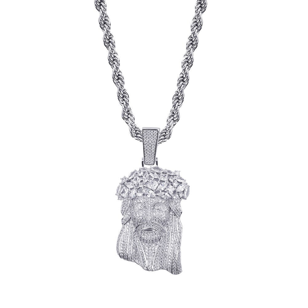 JINAO Big Jesus Necklace & Pendant With Tennis Chain gold Color Iced Out Cubic Zircon Men's Hip Hop Jewelry Gift