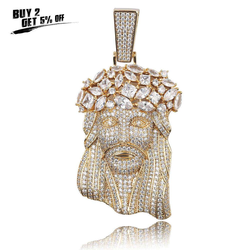 JINAO Big Jesus Necklace & Pendant With Tennis Chain gold Color Iced Out Cubic Zircon Men's Hip Hop Jewelry Gift