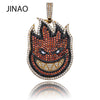 JINAO Flame Boy Spitfire Pendant Necklace Iced Out Chain Gold Color With Tennis Chain With Cubic Zircon Hip hop Rock Jewelry