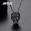 JINSE Hip Hop Cubic Zircon Colorful Skull Skeleton Pendant Necklace For Men Women Necklace Jewelry Gifts