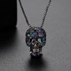JINSE Hip Hop Cubic Zircon Colorful Skull Skeleton Pendant Necklace For Men Women Necklace Jewelry Gifts