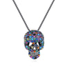 JINSE Hip Hop Cubic Zircon Colorful Skull Skeleton Pendant Necklace For Men Women Necklace Jewelry Gifts