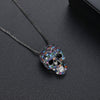 JINSE Hip Hop Cubic Zircon Colorful Skull Skeleton Pendant Necklace For Men Women Necklace Jewelry Gifts