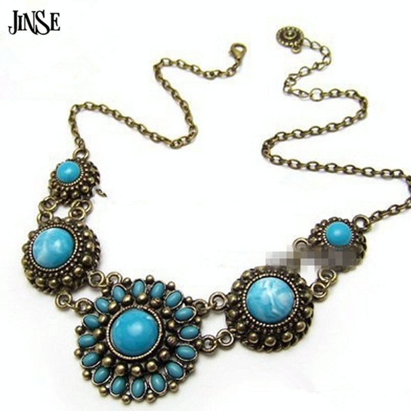 RB145 bohemian handmade jewelry blue flower large bead Stone necklace 2020 new design hot selling for necklace 40g