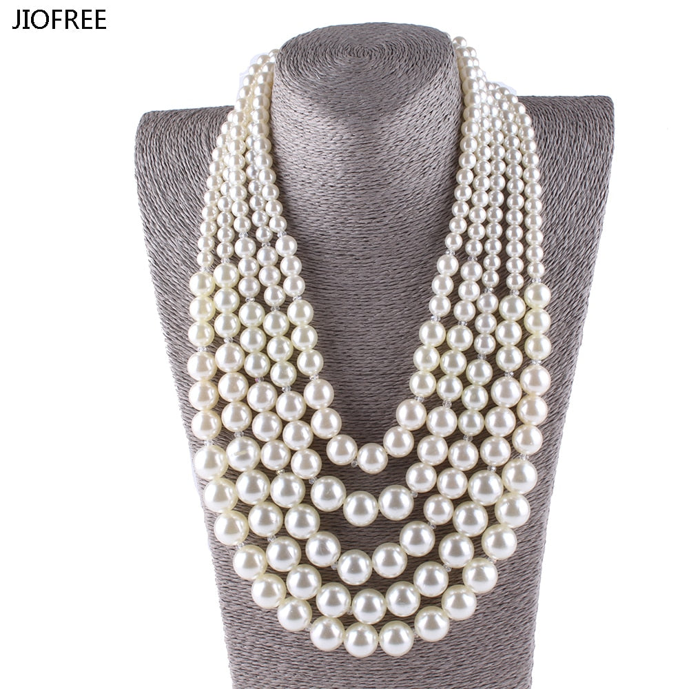big Pearl Necklace New Fashion long Statement Imitate Pearl Beads For Wedding Party Decoration Women Fashion Jewelry