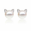 Cat Ear Stud Earrings Cultured Pearl Earrings Round Ball Ear Studs Cuff Earring for Women Girls Dropshipping