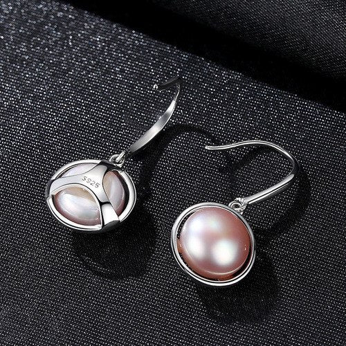 Pearl Earrings Sterling Silver Cultured 3 Colors 10mm Pearl Drop Earrings Jewelry For Women Party Wearing