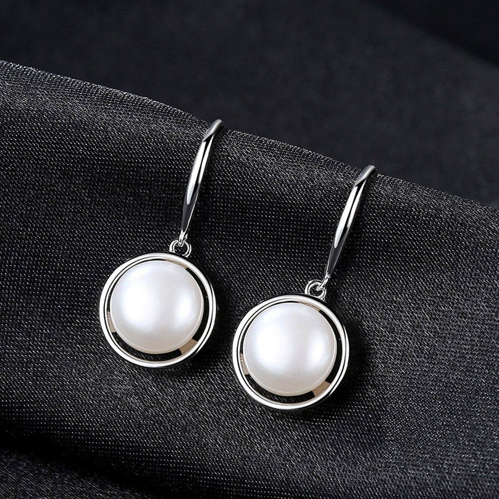 Pearl Earrings Sterling Silver Cultured 3 Colors 10mm Pearl Drop Earrings Jewelry For Women Party Wearing