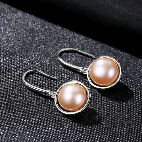 Pearl Earrings Sterling Silver Cultured 3 Colors 10mm Pearl Drop Earrings Jewelry For Women Party Wearing