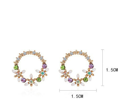 S925 Sterling Silver Needle Round Flower Earrings Female European and American Fashion Pendant Stud Earrings for Womens