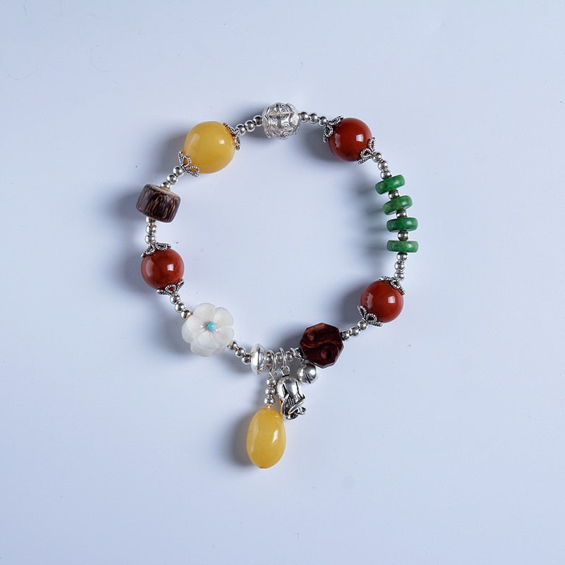 100% Natural Amber Beeswax Bracelet Lapel Fashion Handle 925 Sterling Silver Accessories Original Handmade Jewelry br4018