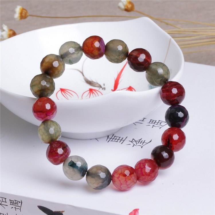 10MM Natural Stone Colorful Agate Malachite Tiger Eye Round Beads Stretch Bracelet