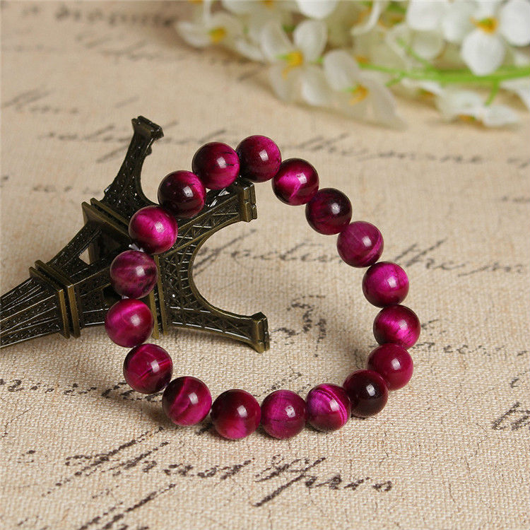 10MM Red Agate Crystal Beads Bracelets Tiger Eye Round Elegant Bangles Jewelry