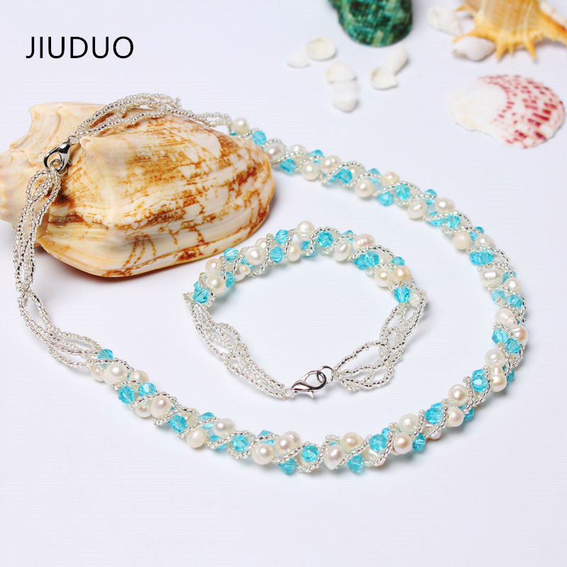2020 Brand Hot Selling Natural Pearl Jewelry Set For Women Fashion Top Quality 925 Sterling Silver Necklace&Bracelet JS30