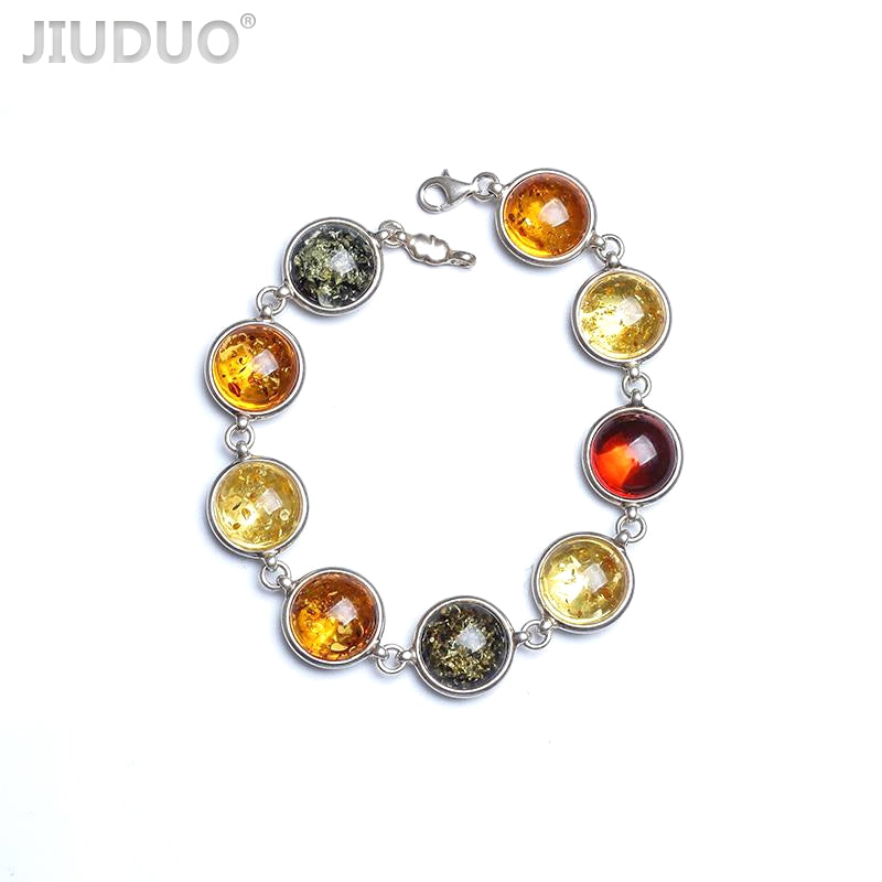 Amber bracelet Natural real amber 925 sterling silver Chain bracelet Fine gems jewelry